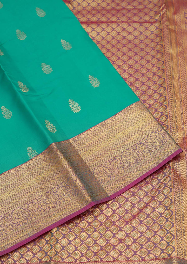 Turquoise Blue Zariwork Pure Silk Saree-Koskii