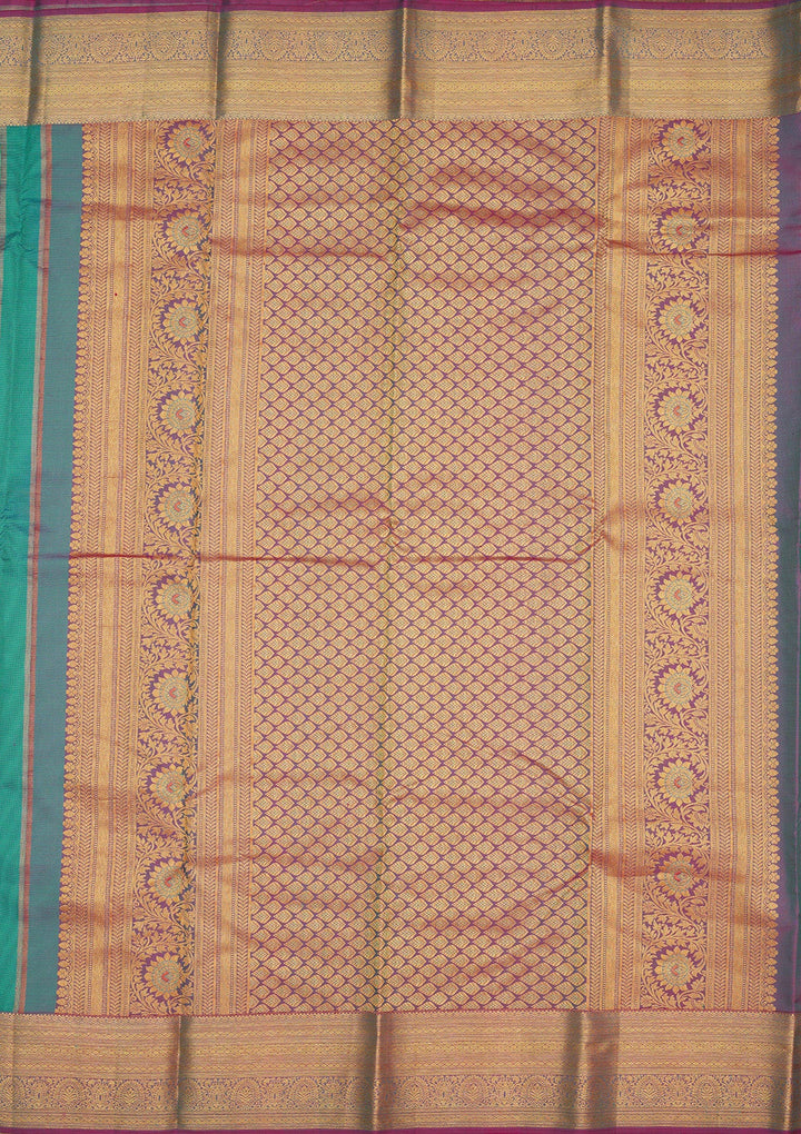 Turquoise Blue Zariwork Pure Silk Saree-Koskii