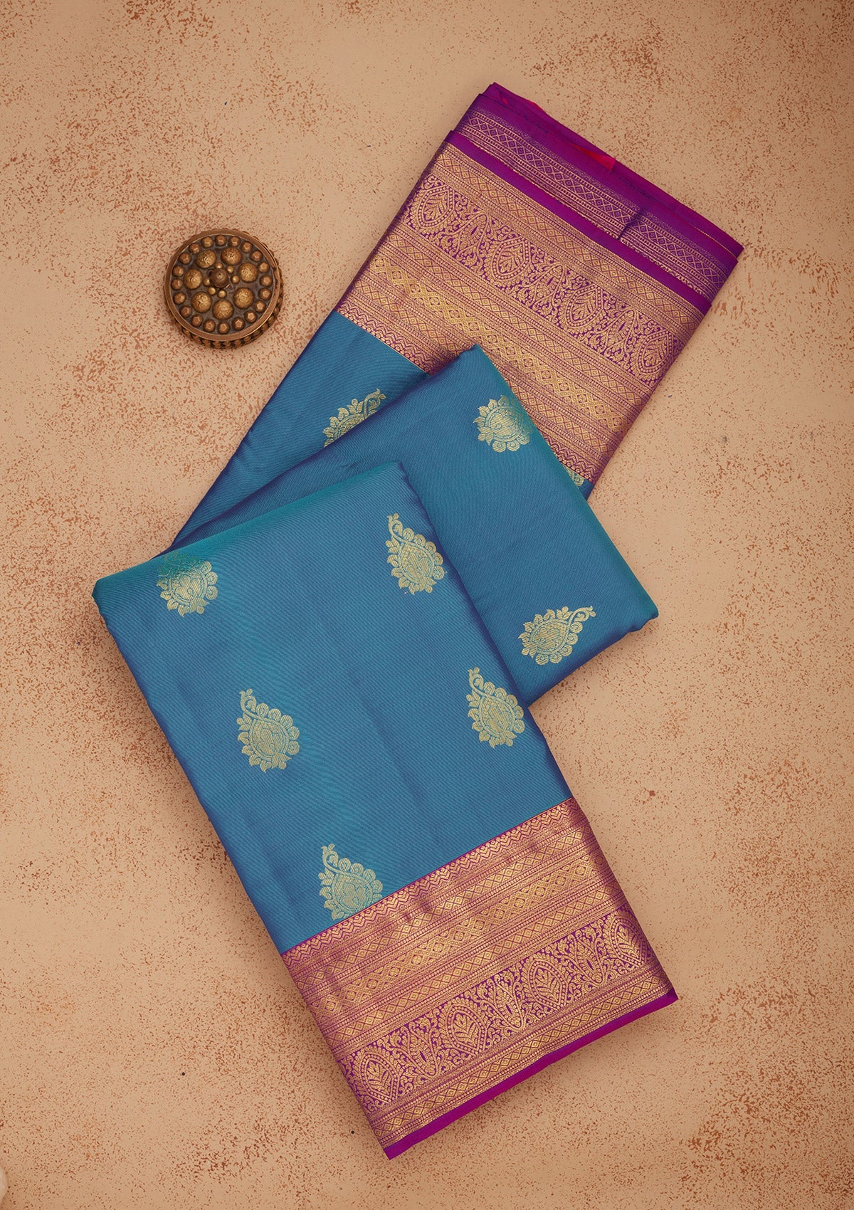 Turquoise Blue Zariwork Pure Silk Saree-Koskii