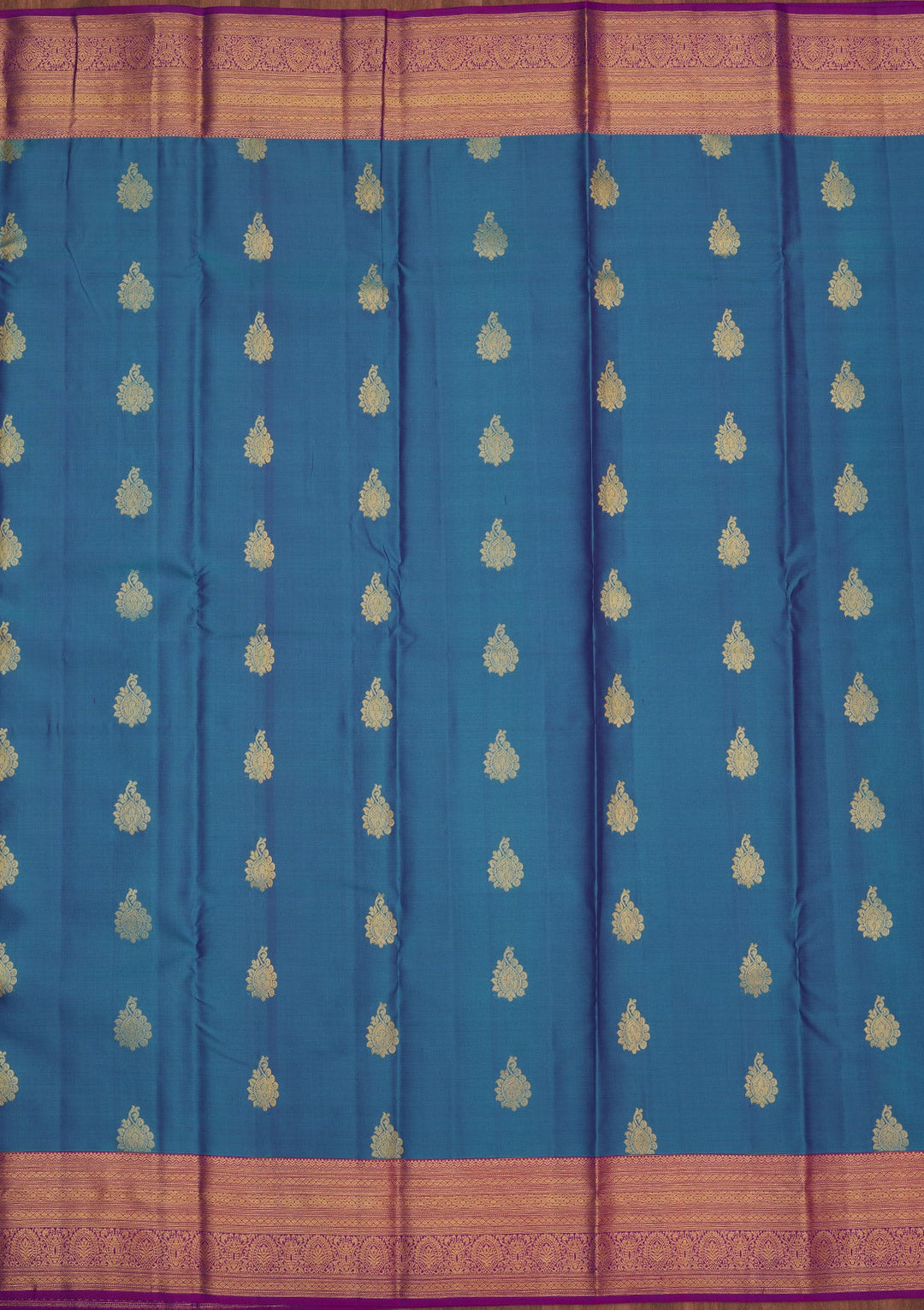 Turquoise Blue Zariwork Pure Silk Saree-Koskii