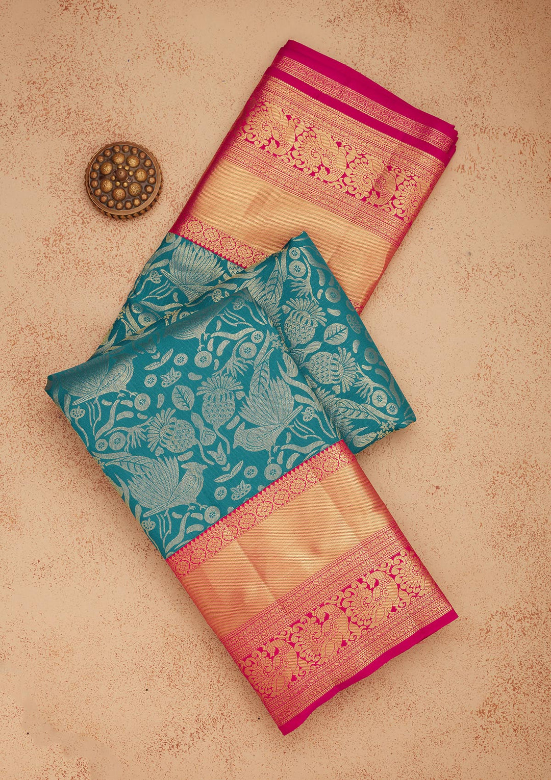 Turquoise Blue Zariwork Pure Silk Saree-Koskii