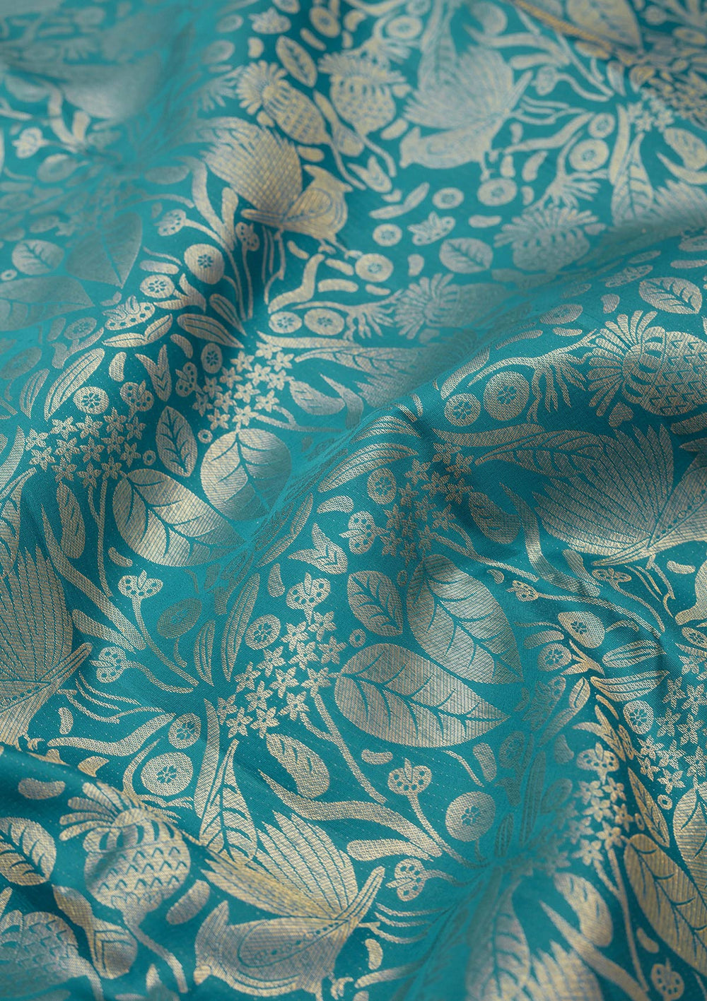 Turquoise Blue Zariwork Pure Silk Saree-Koskii