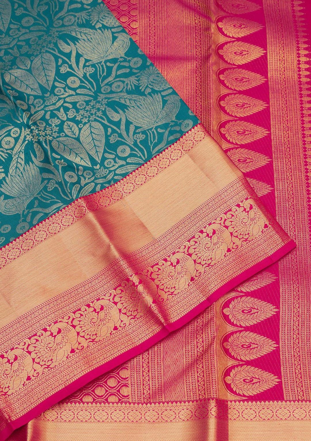 Turquoise Blue Zariwork Pure Silk Saree-Koskii