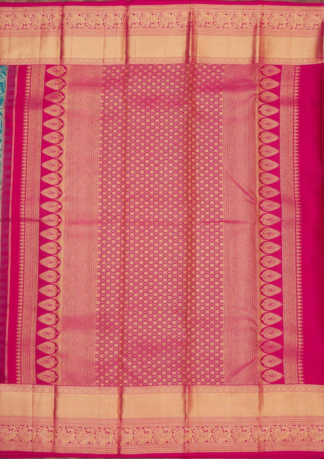 Turquoise Blue Zariwork Pure Silk Saree-Koskii