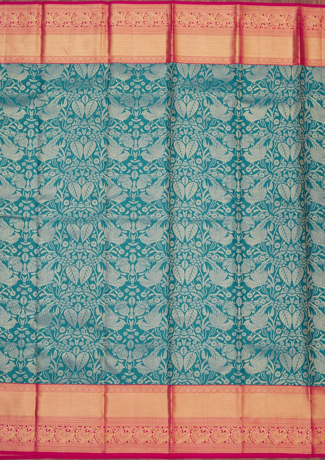 Turquoise Blue Zariwork Pure Silk Saree-Koskii