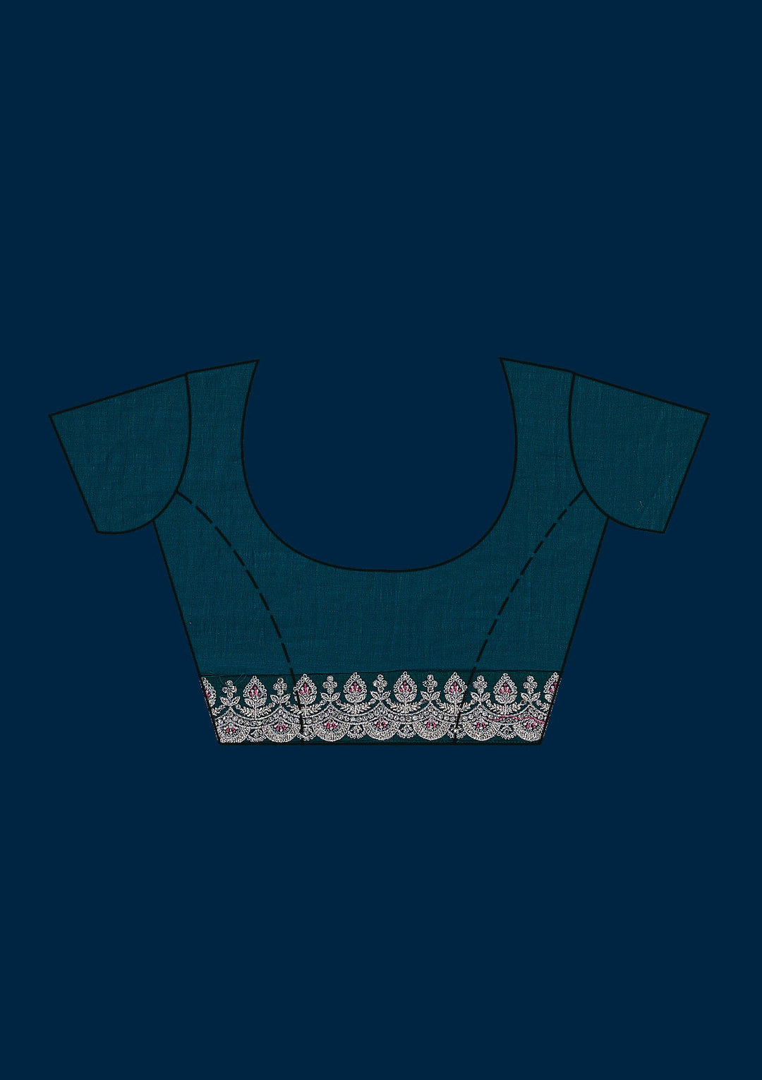 Turquoise Blue Silver Zariwork Raw Silk Saree-Koskii