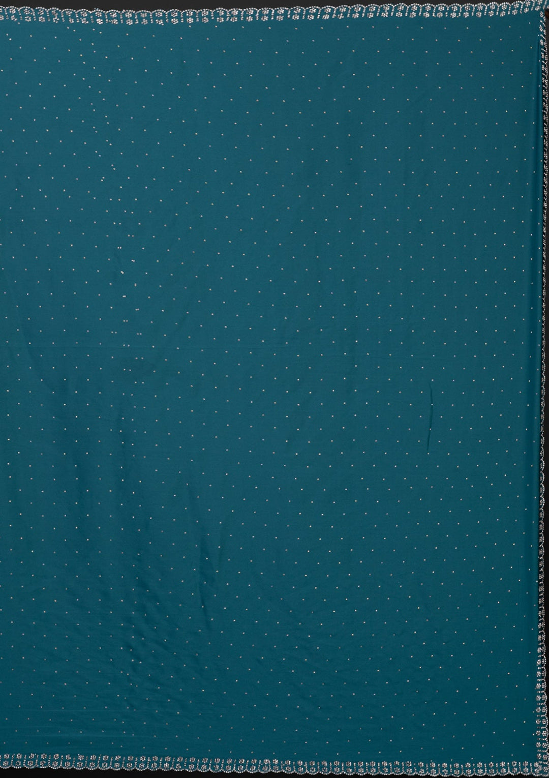 Turquoise Blue Stonework Satin Saree-Koskii