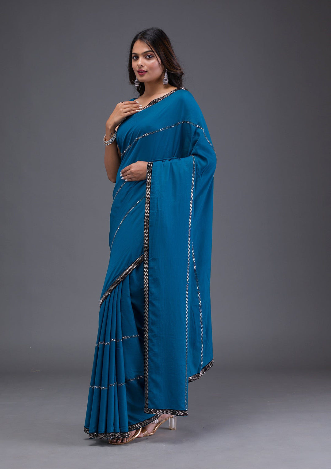 Lavender Stonework Crepe Designer Saree-Koskii