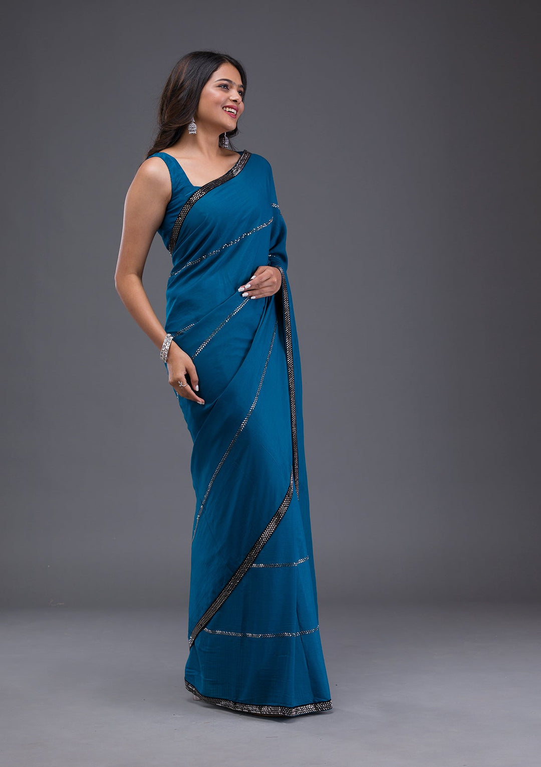Lavender Stonework Crepe Designer Saree-Koskii