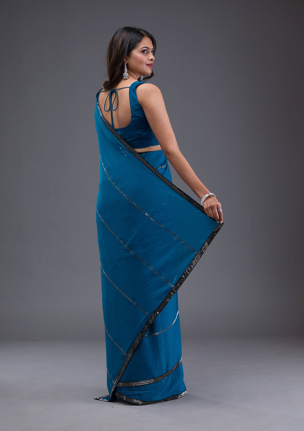 Lavender Stonework Crepe Designer Saree-Koskii