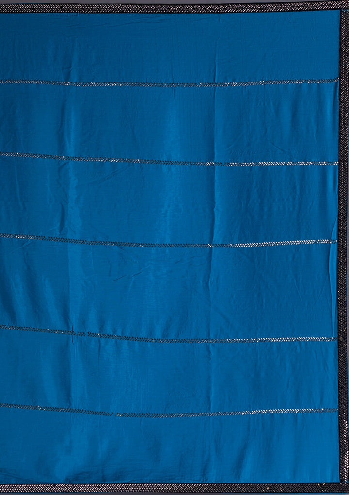 Sea Green Stonework Crepe Designer Saree-Koskii
