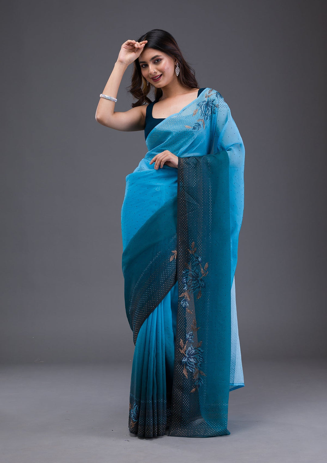 Wine Swarovski Banarasi Silk  Saree-Koskii