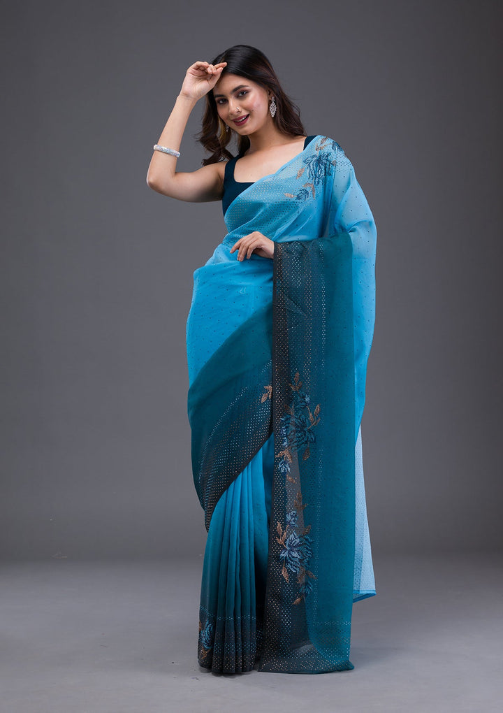 Wine Swarovski Banarasi Silk  Saree-Koskii