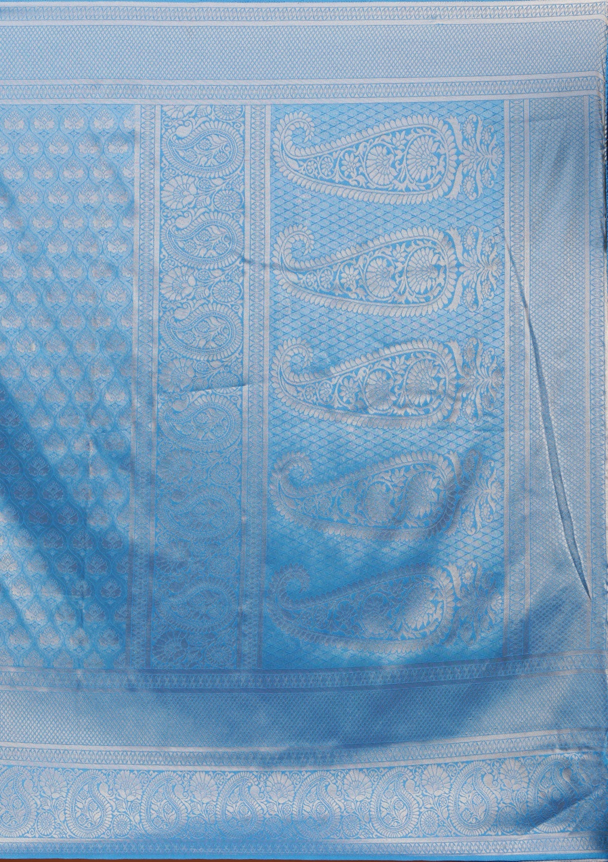 Turquoise Blue Zariwork Art Silk Saree