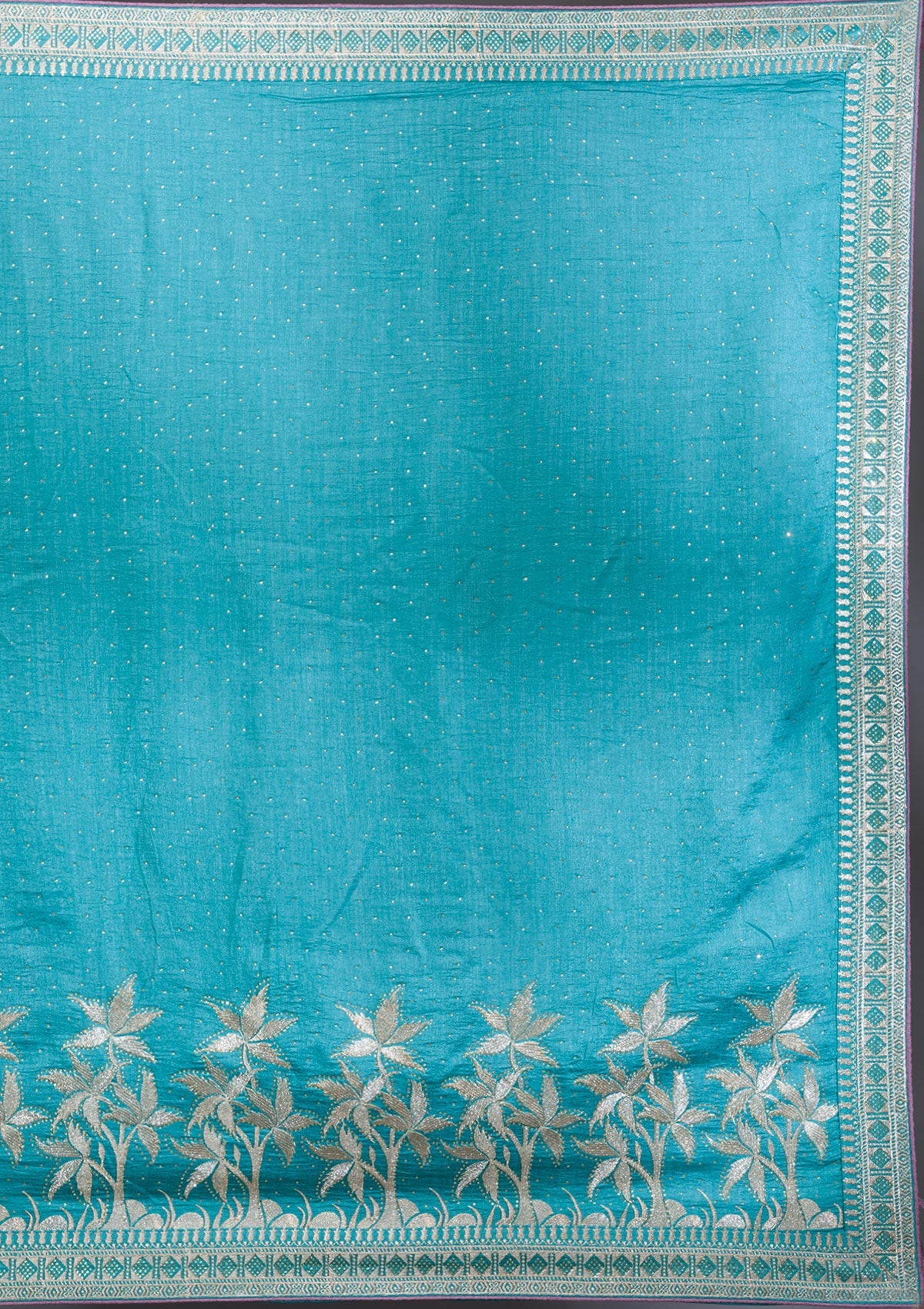 Turquoise Blue Zariwork Art Silk Saree-Koskii