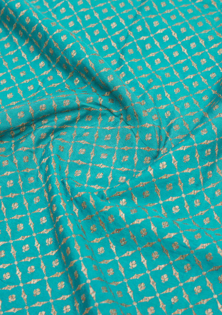 Turquoise Blue Zariwork Pure Silk Saree