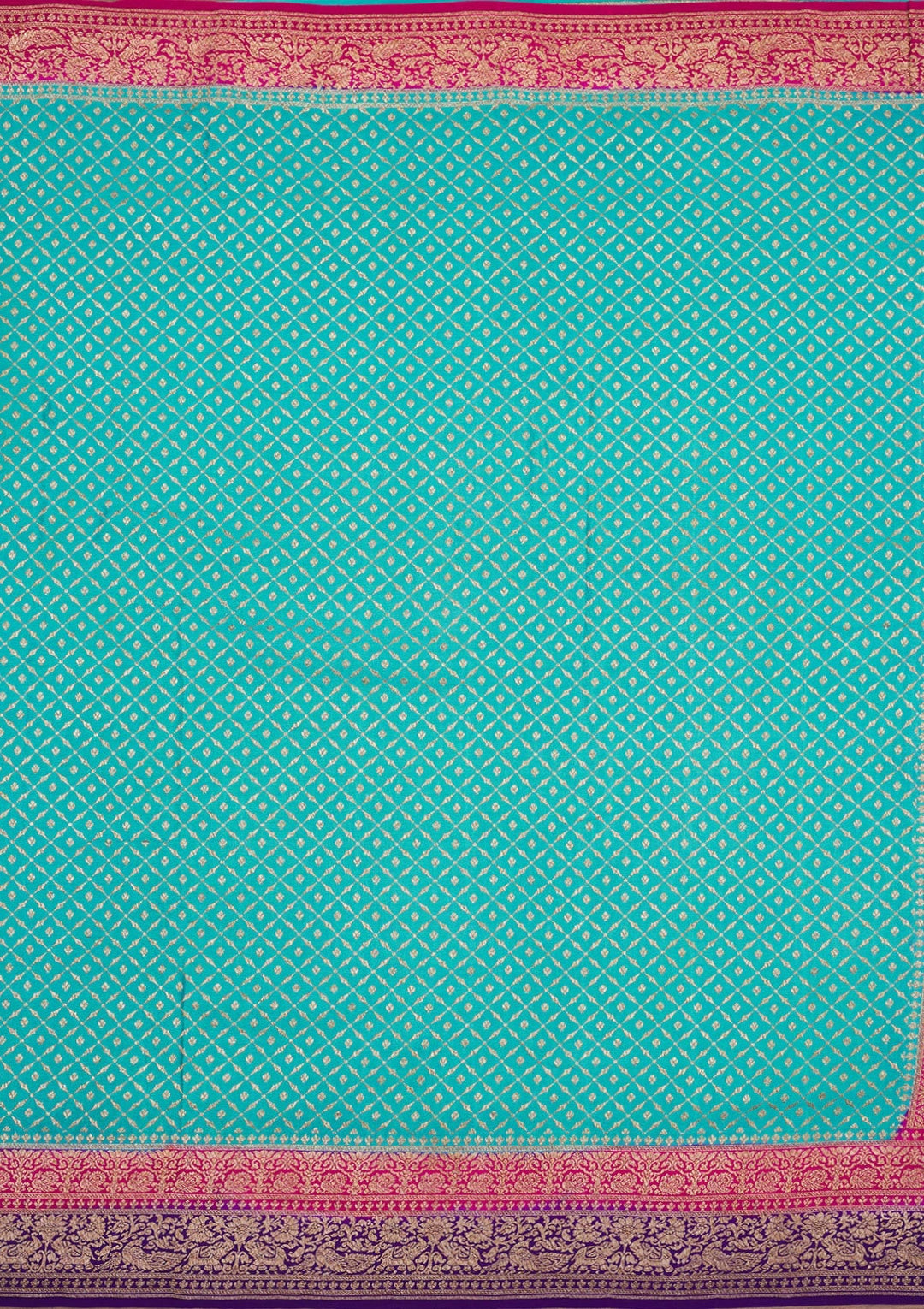 Turquoise Blue Zariwork Pure Silk Saree