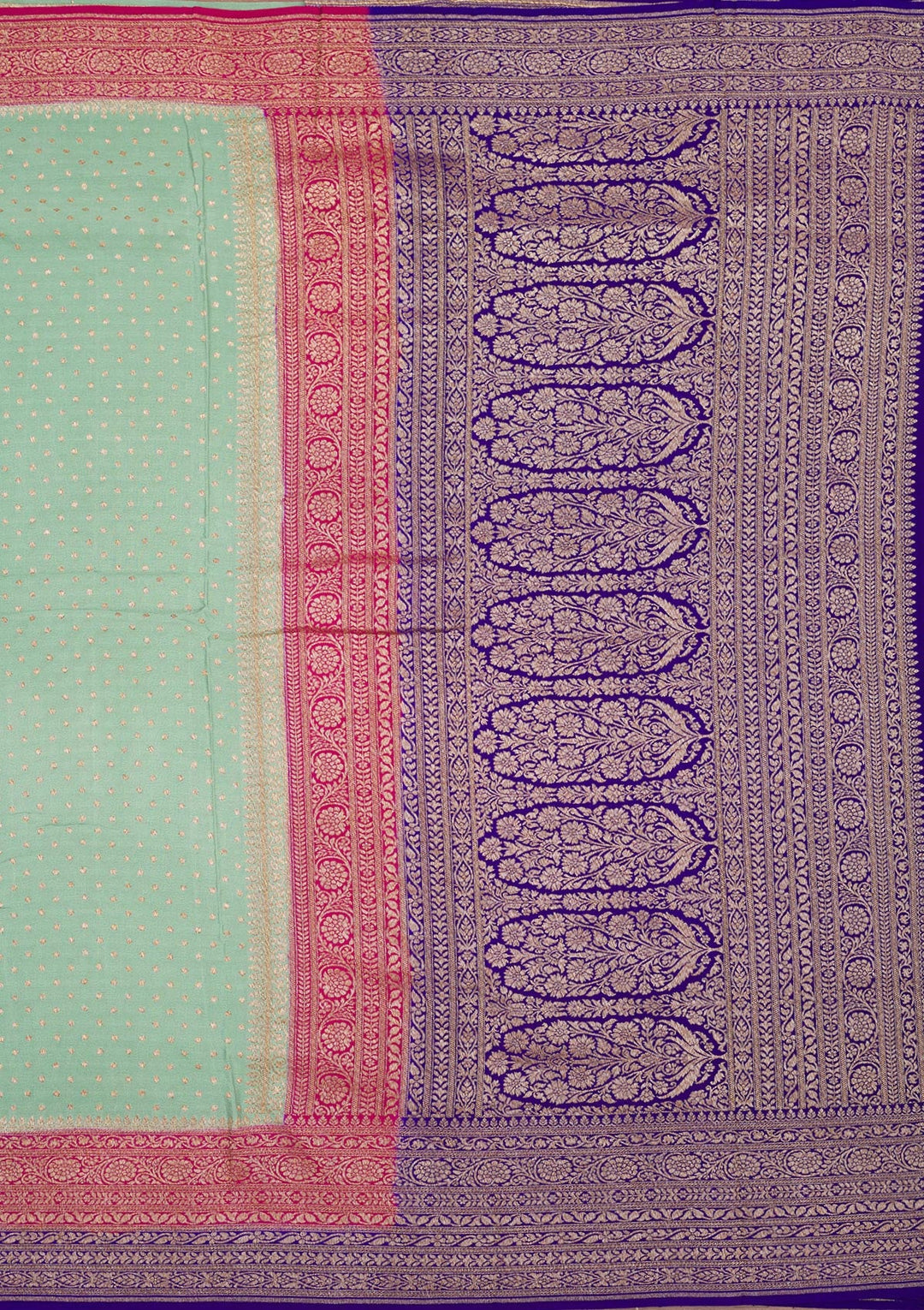 Turquoise Blue Zariwork Pure Silk Saree
