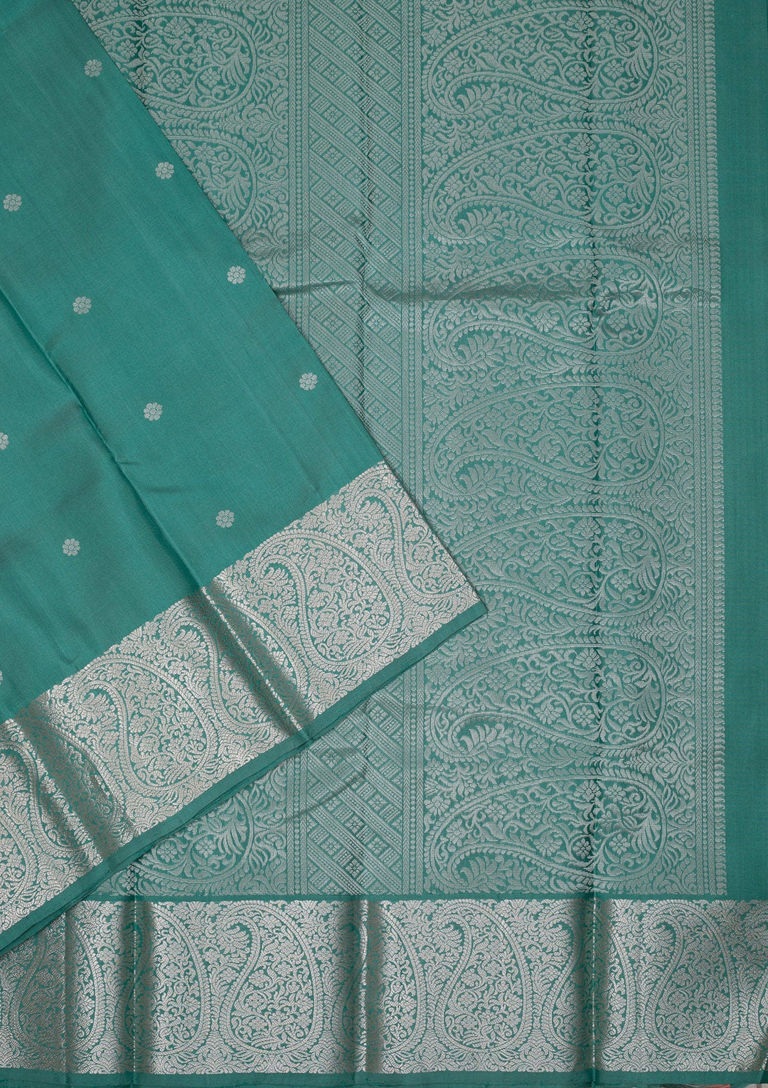 Turquoise Blue Zariwork Pure Silk Saree-Koskii