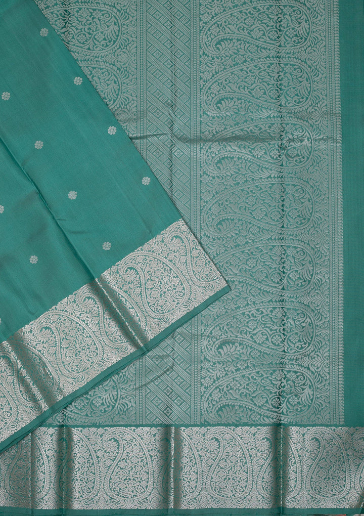 Turquoise Blue Zariwork Pure Silk Saree-Koskii