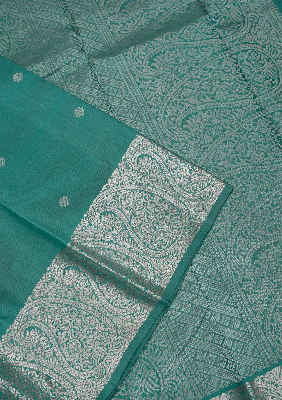 Turquoise Blue Zariwork Pure Silk Saree-Koskii