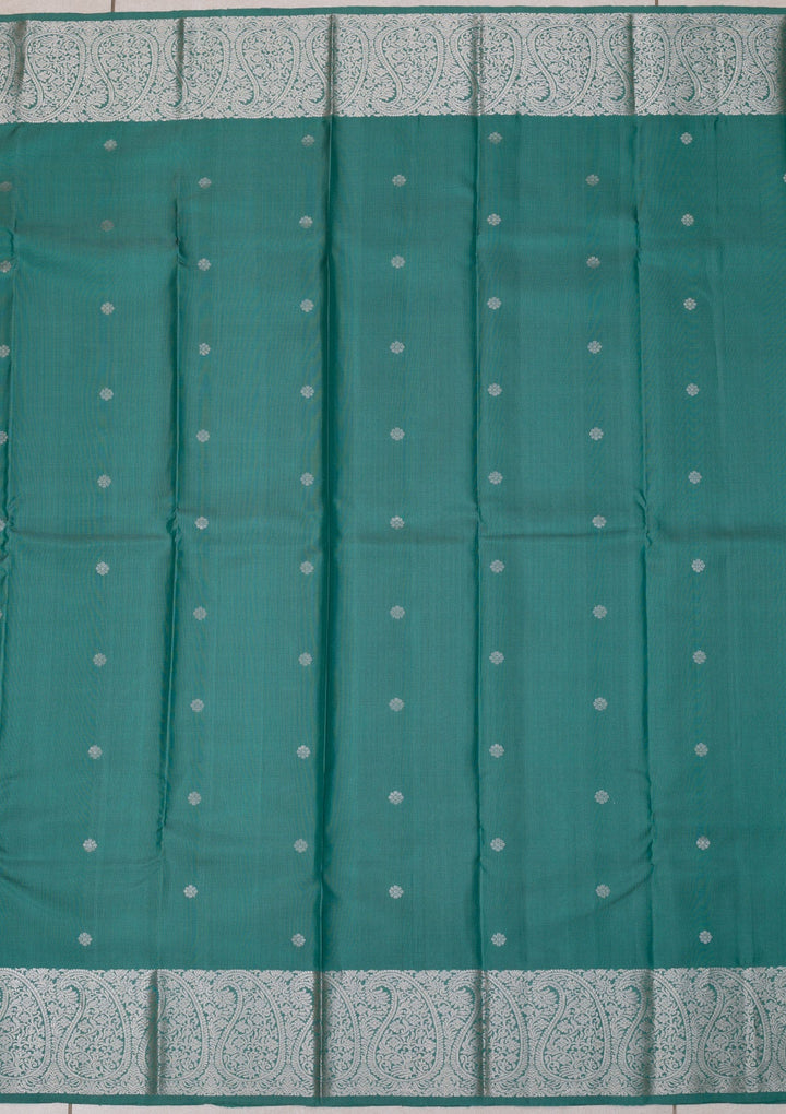 Turquoise Blue Zariwork Pure Silk Saree-Koskii