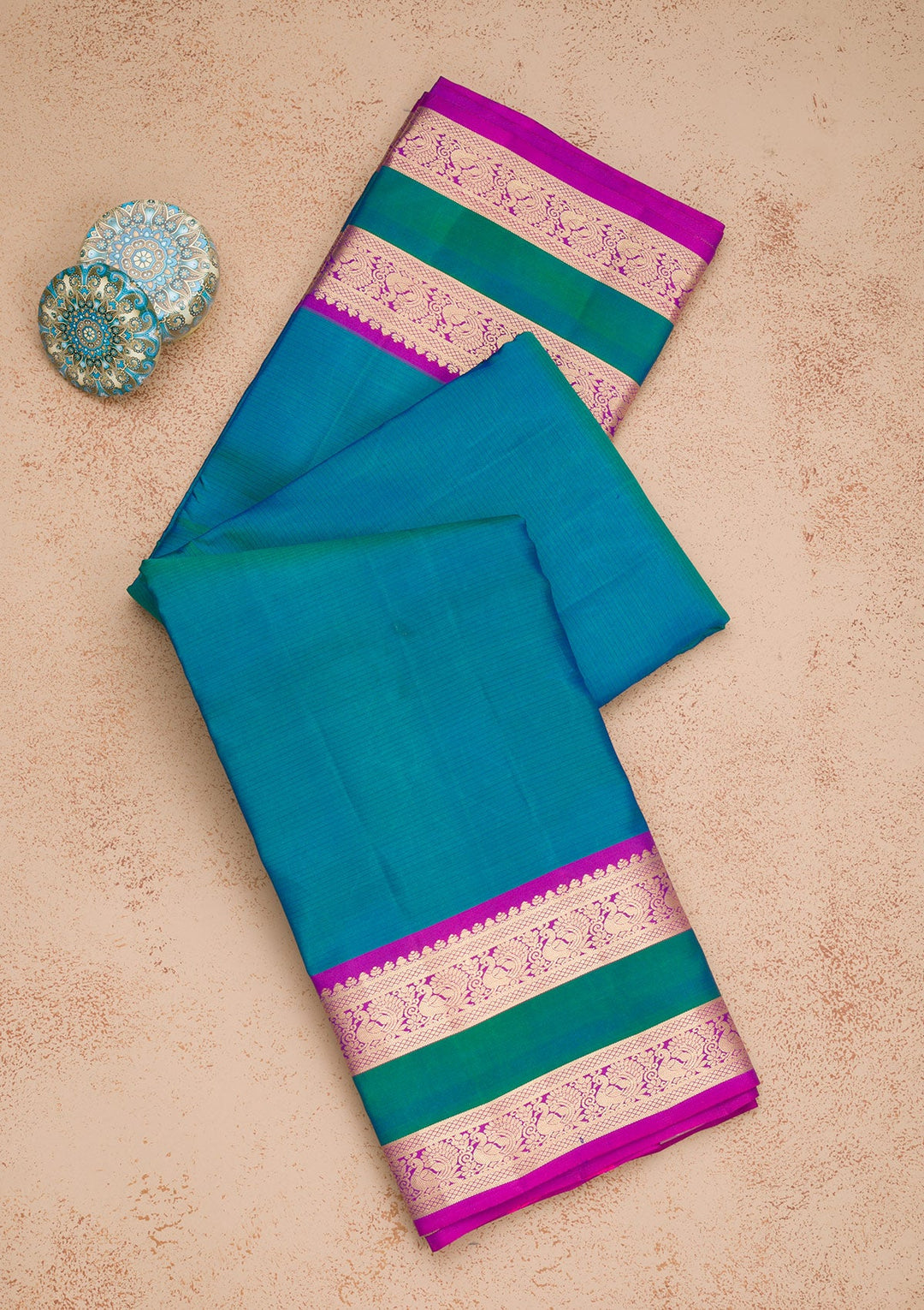 Turquoise Blue Zariwork Pure Silk Saree-Koskii