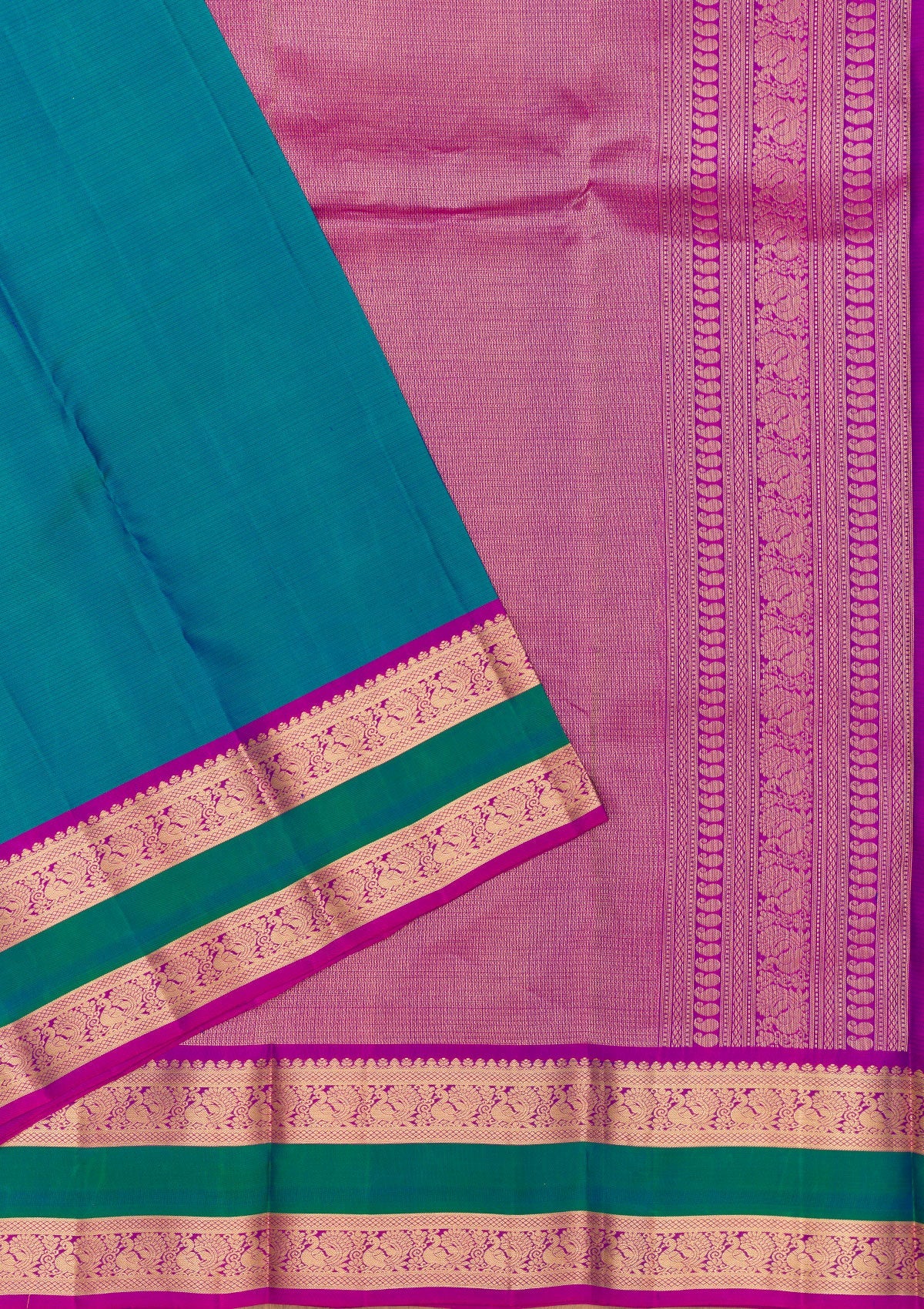 Turquoise Blue Zariwork Pure Silk Saree-Koskii