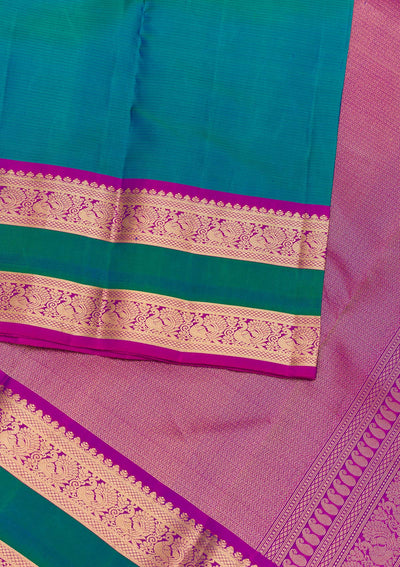 Turquoise Blue Zariwork Pure Silk Saree-Koskii