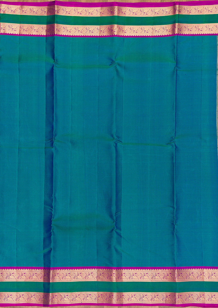 Turquoise Blue Zariwork Pure Silk Saree-Koskii