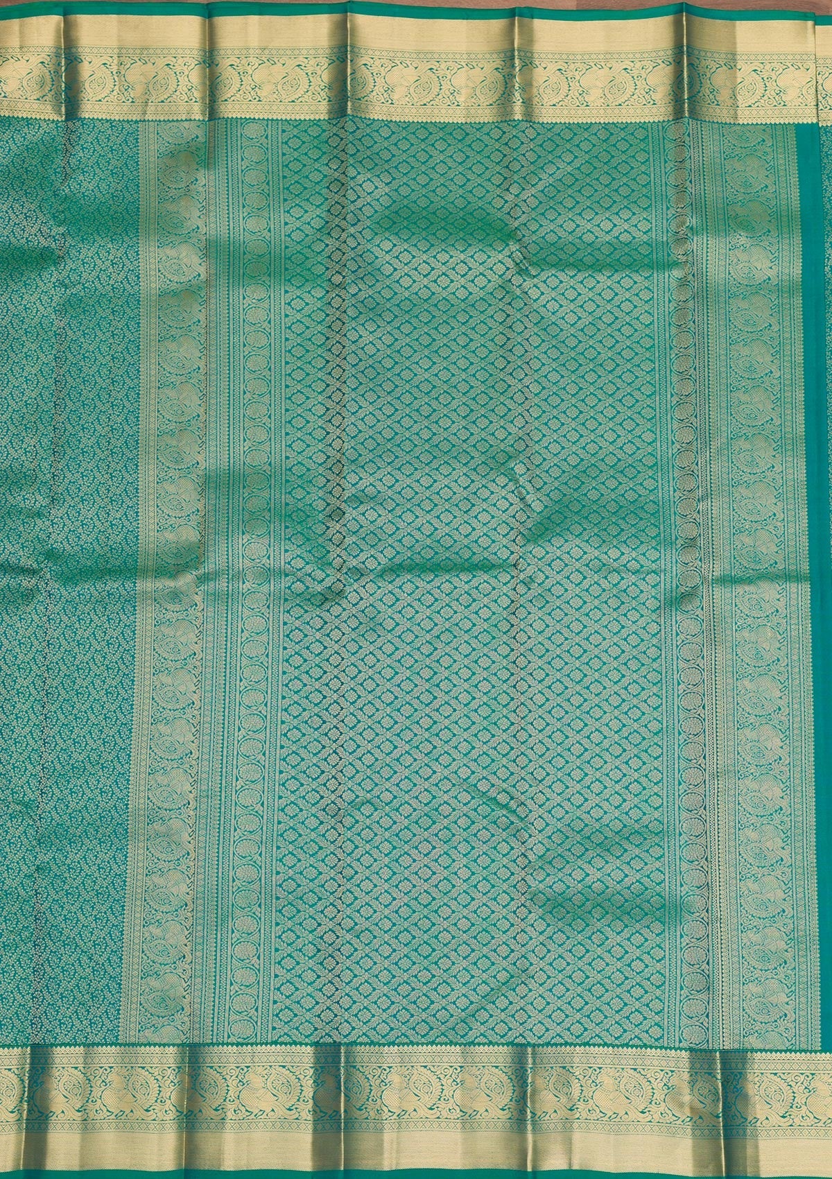 Turquoise Blue Zariwork Pure Silk Saree-Koskii