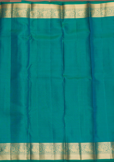 Turquoise Blue Zariwork Pure Silk Saree-Koskii