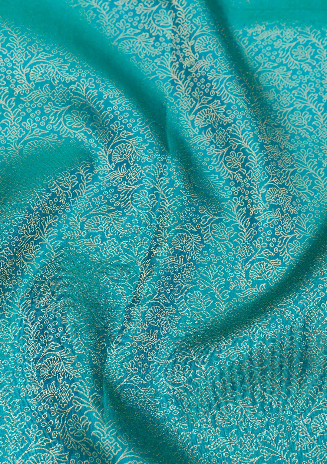 Turquoise Blue Zariwork Pure Silk Saree-Koskii