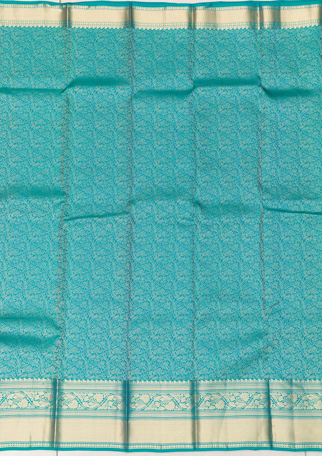 Turquoise Blue Zariwork Pure Silk Saree-Koskii