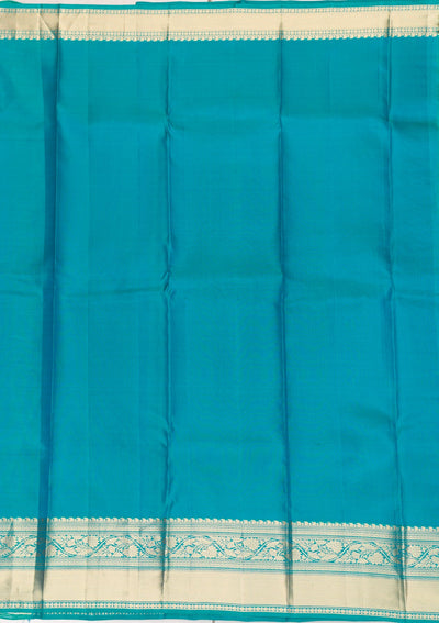 Turquoise Blue Zariwork Pure Silk Saree-Koskii