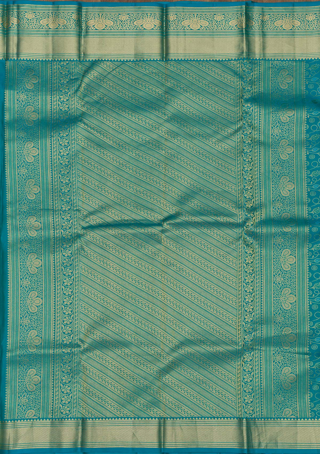 Turquoise Blue Zariwork Pure Silk Saree-Koskii