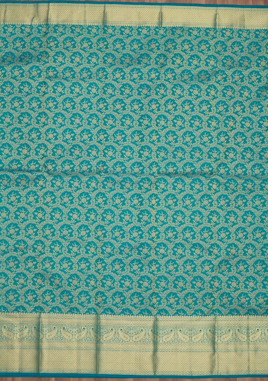 Turquoise Blue Zariwork Pure Silk Saree-Koskii