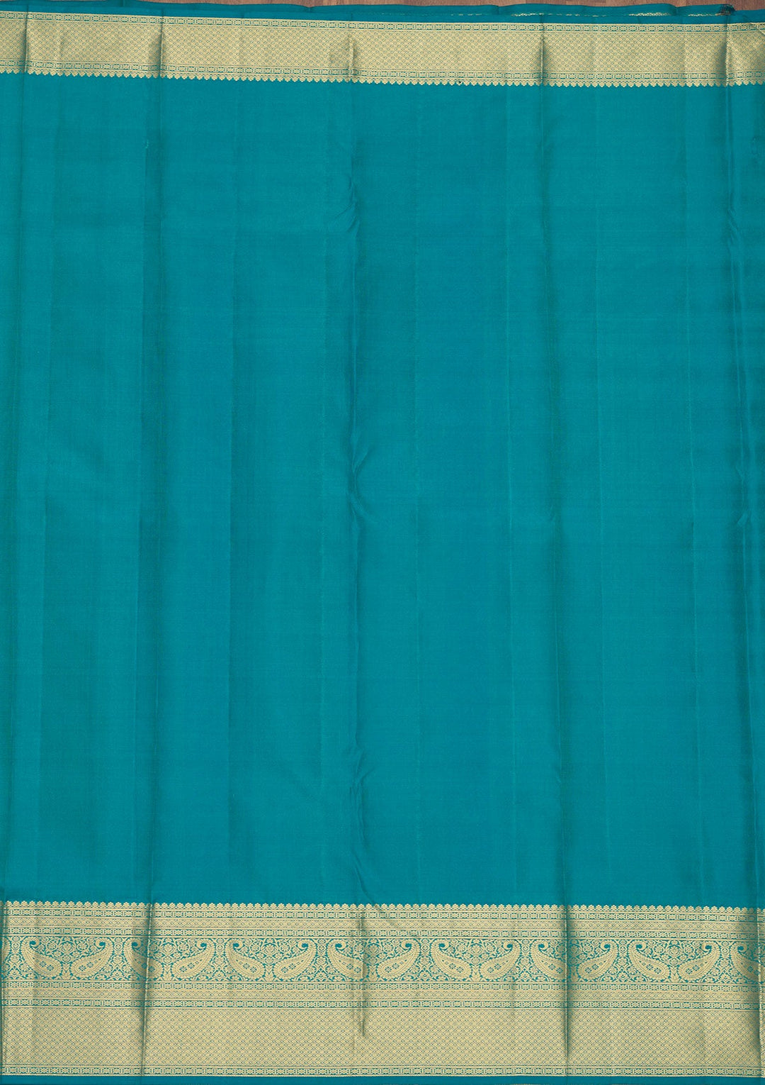 Turquoise Blue Zariwork Pure Silk Saree-Koskii