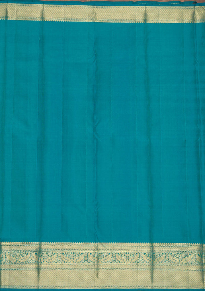 Turquoise Blue Zariwork Pure Silk Saree-Koskii
