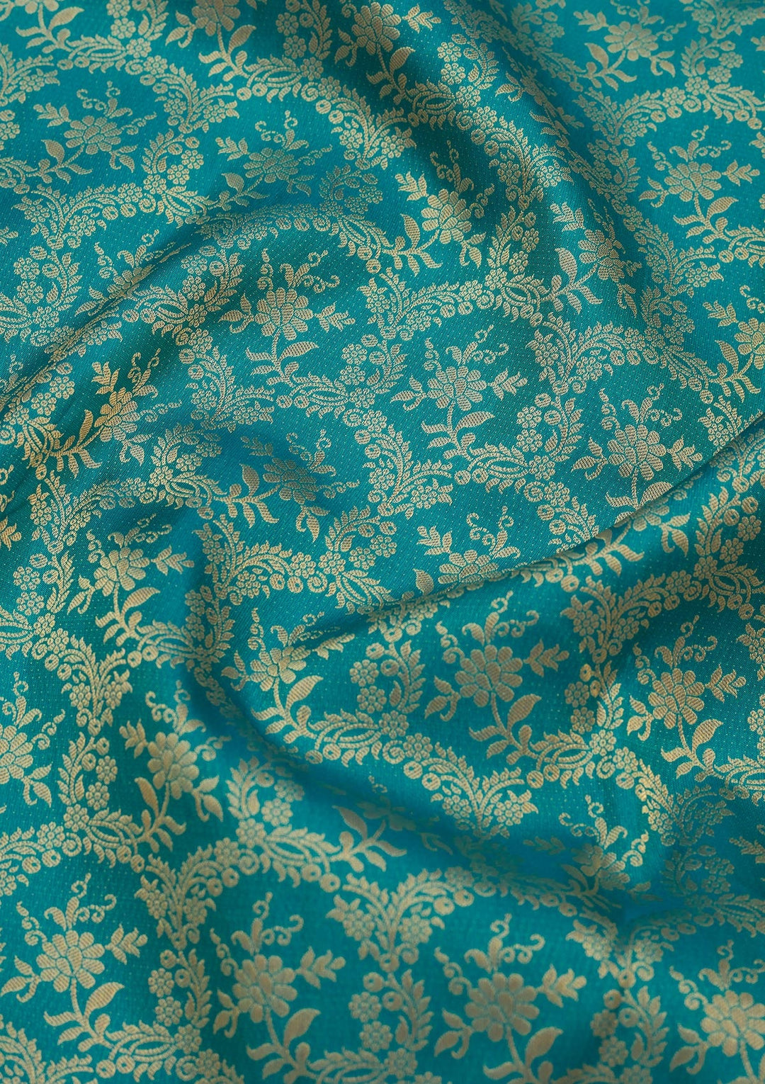 Turquoise Blue Zariwork Pure Silk Saree-Koskii