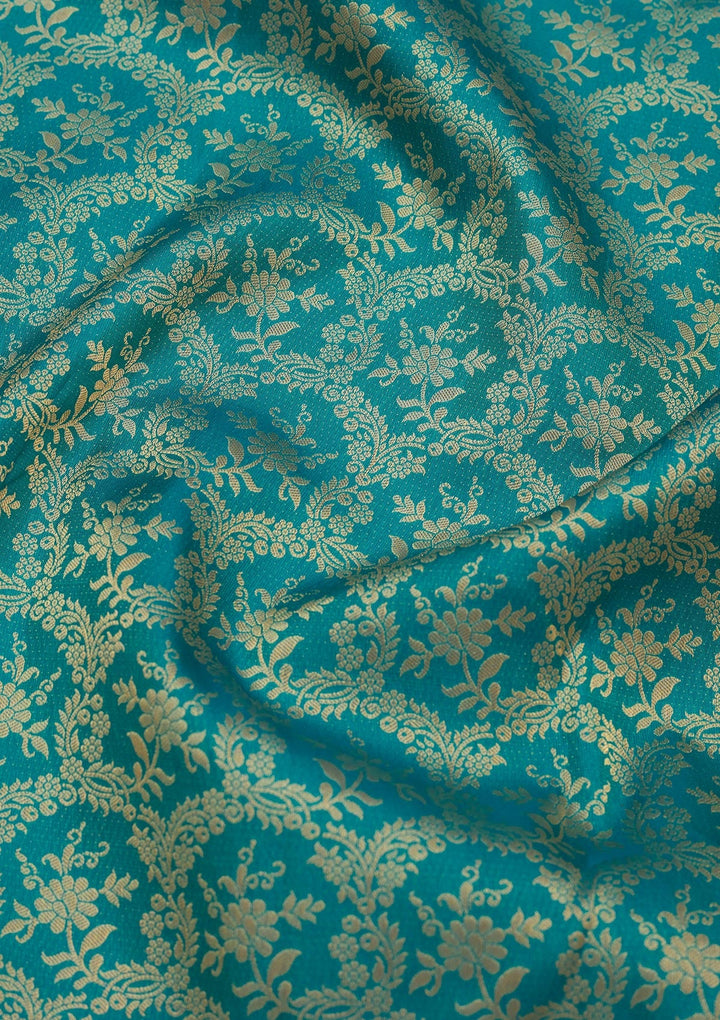 Turquoise Blue Zariwork Pure Silk Saree-Koskii