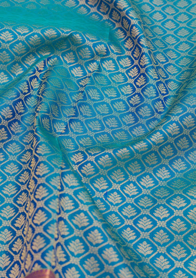 Turquoise Blue Zariwork Pure Silk Saree-Koskii