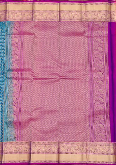 Turquoise Blue Zariwork Pure Silk Saree-Koskii