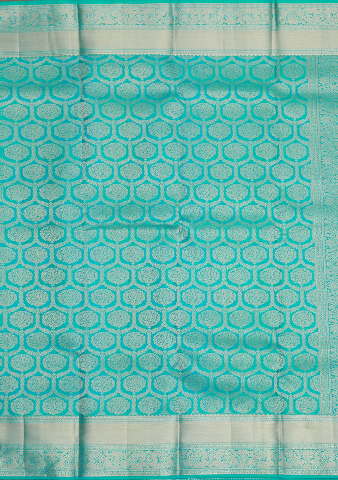 Turquoise Blue Zariwork Pure Silk Saree-Koskii