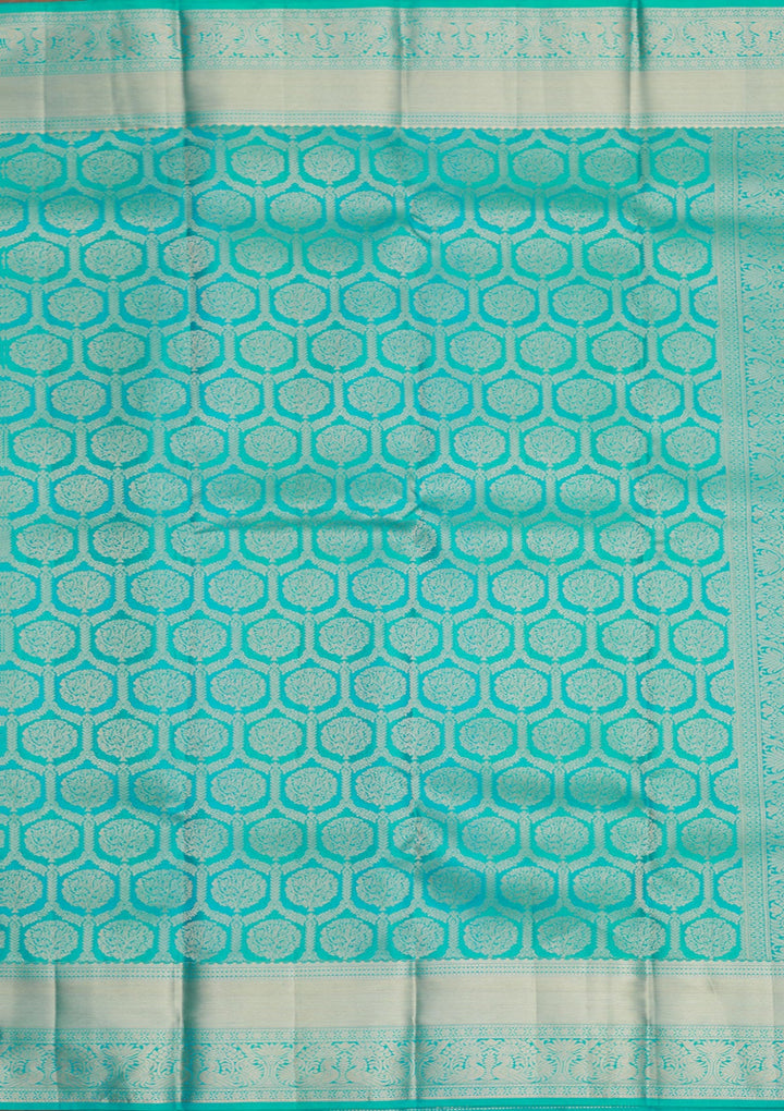 Turquoise Blue Zariwork Pure Silk Saree-Koskii