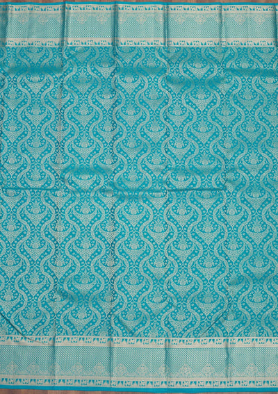 Turquoise Blue Zariwork Pure Silk Saree-Koskii