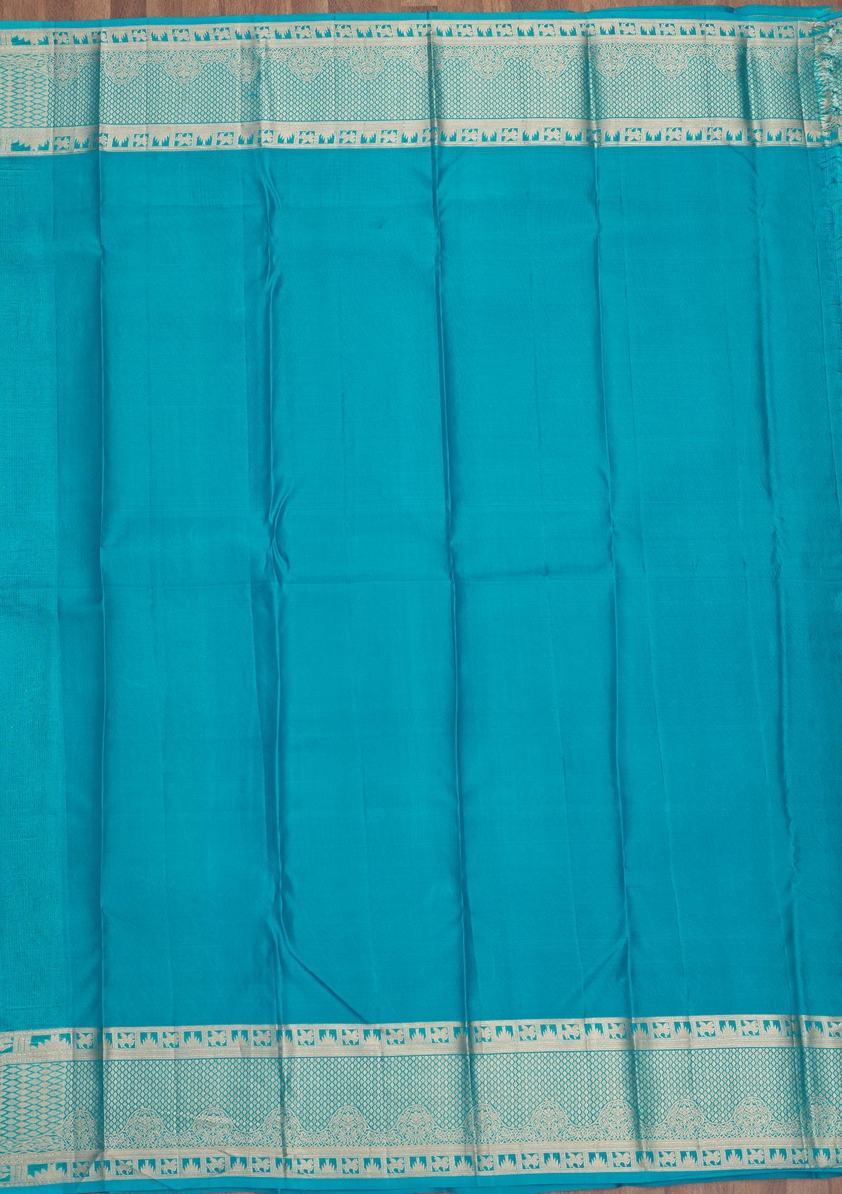 Turquoise Blue Zariwork Pure Silk Saree-Koskii