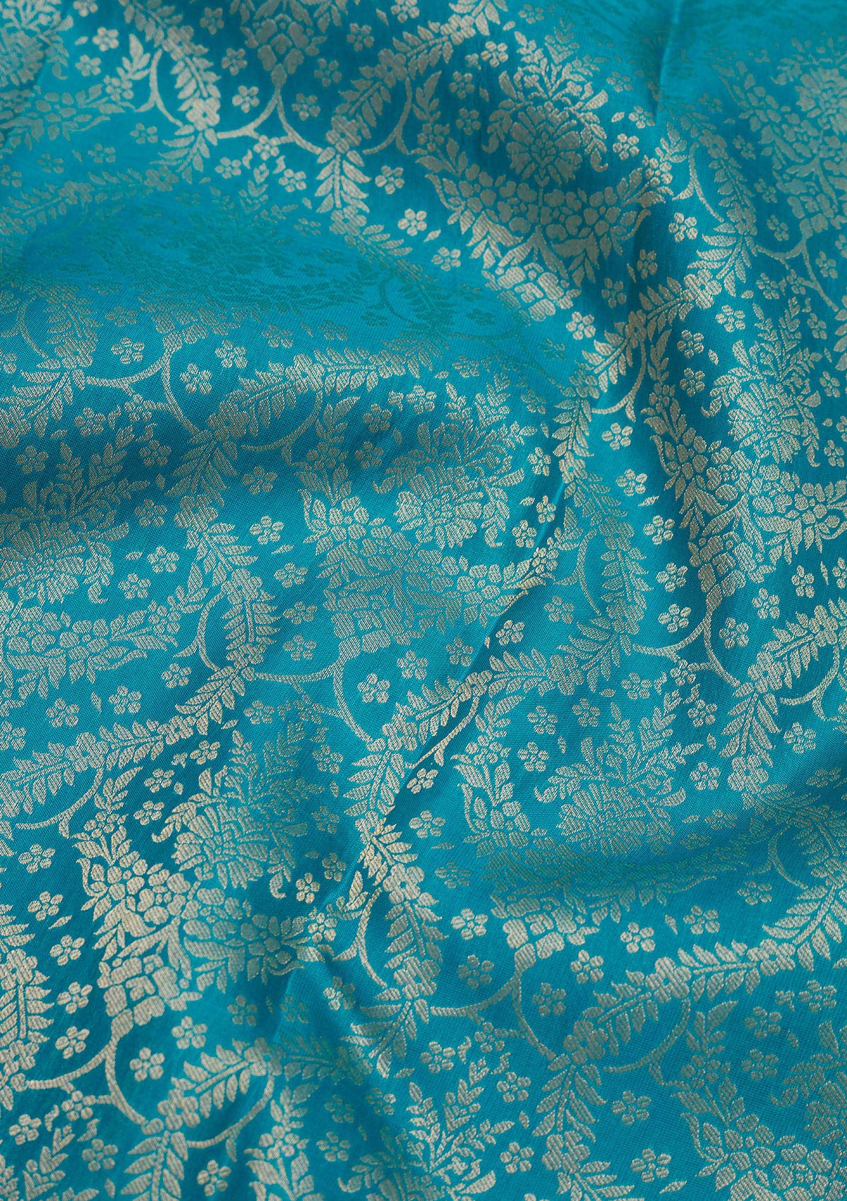 Turquoise Blue Zariwork Pure Silk Saree-Koskii