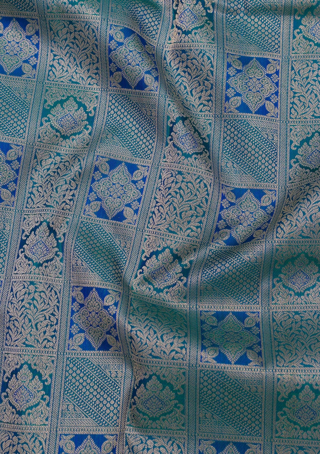 Turquoise Blue Zariwork Pure Silk Saree-Koskii