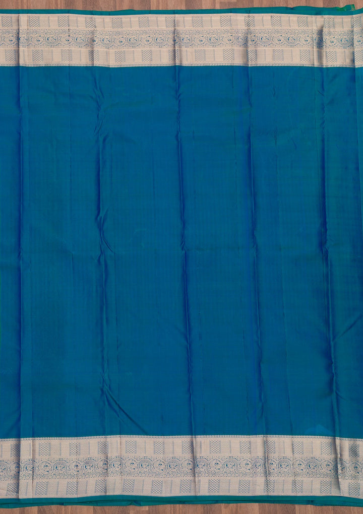 Turquoise Blue Zariwork Pure Silk Saree-Koskii